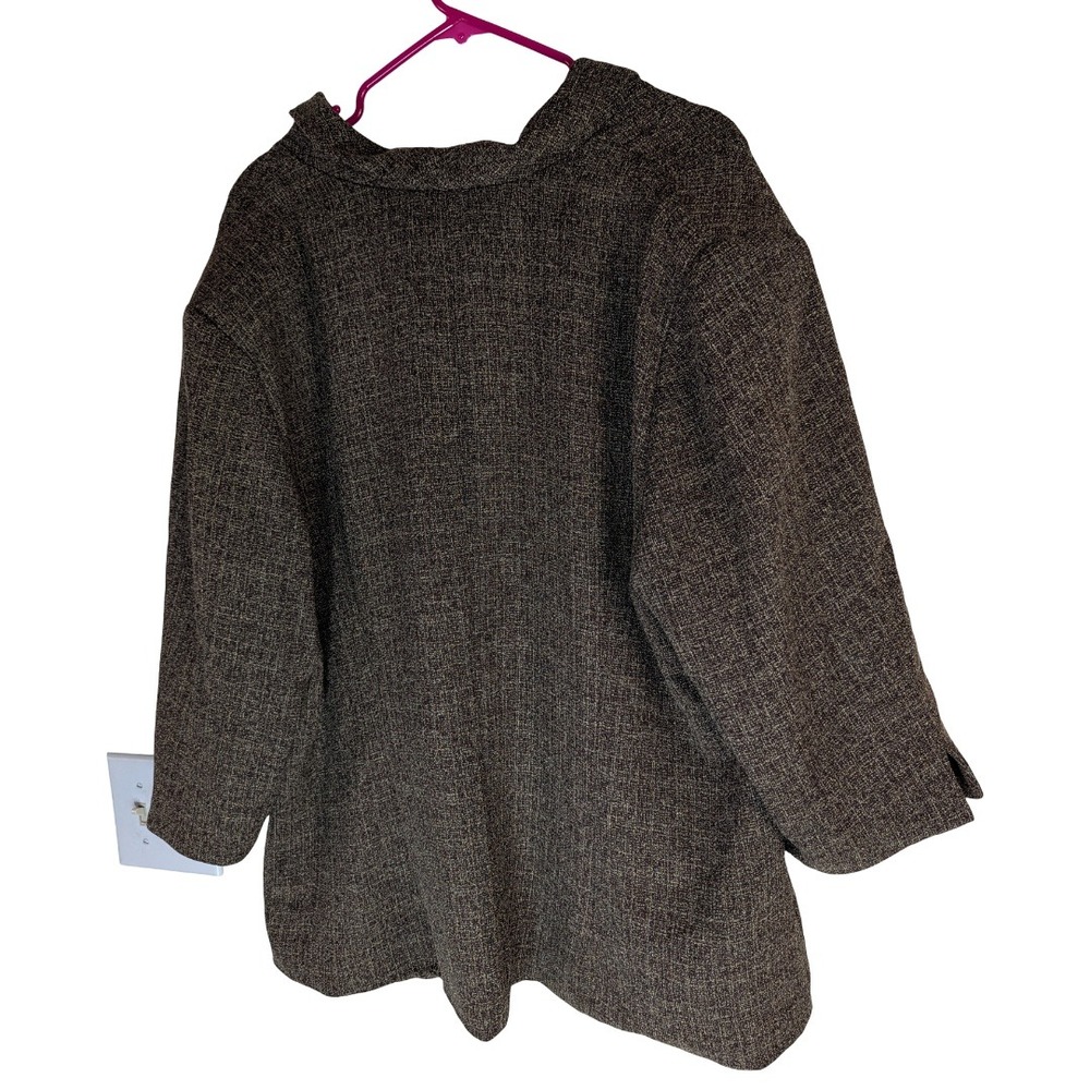 Danny & Nicole Blazer Womens 24W Brown Textured Shawl Collar 3/4 Sleeve - Picture 10 of 14